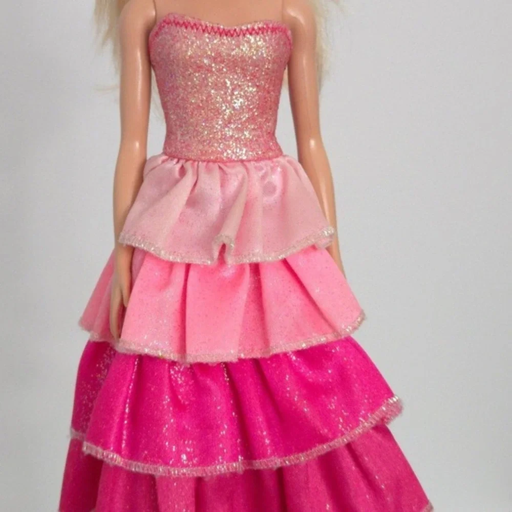 Barbie & Purple Hair Skipper Doll in Pink Glitter‎ Ruffle Party Dress (Set of 2)